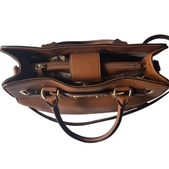Michael Kors Hamilton Caramel Brown Leather Belt Chain Detail Tote Satchel Bag - Picture 5 of 15